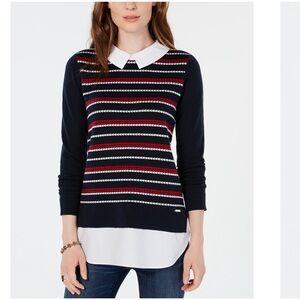 Tommy Hilfiger 💙🤍❤️ Navy Layered Sweater Top